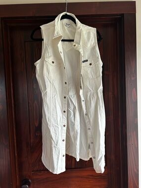 Wrangler White Sleeveless Denim Midi Dress